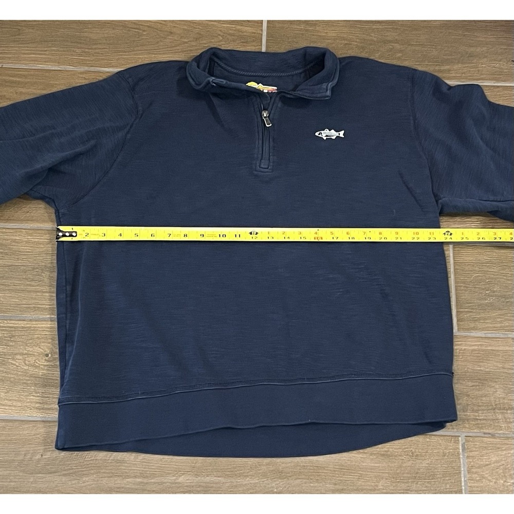 Orvis Men's Sweatshirt Xtra Large Navy Blue Quarter Zip Lightweight Long Sleeve - Picture 3 of 6